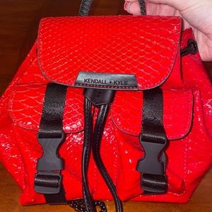 Kendall & Kylie Red Faux Snakeskin Mini Backpack EUC